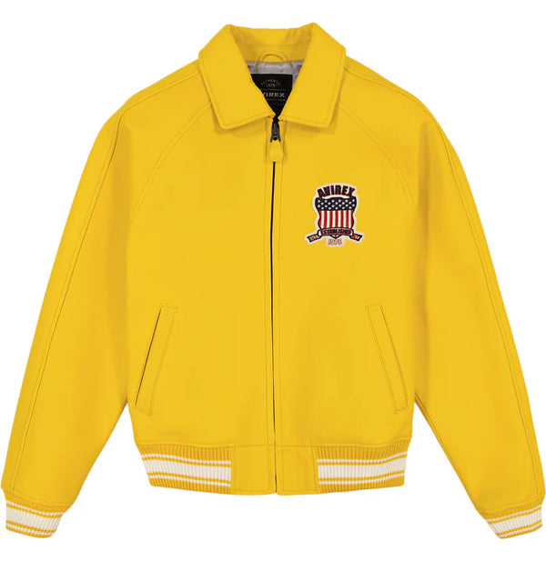 Avirex Icon Varsity Leather Jacket - Yellow