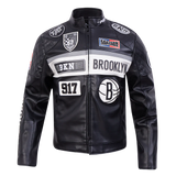 Pro Standard NBA Brooklyn Nets Men's Moto Jacket - Black /  White