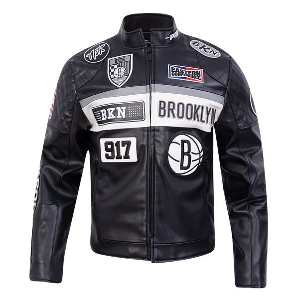 Pro Standard NBA Brooklyn Nets Men's Moto Jacket - Black /  White