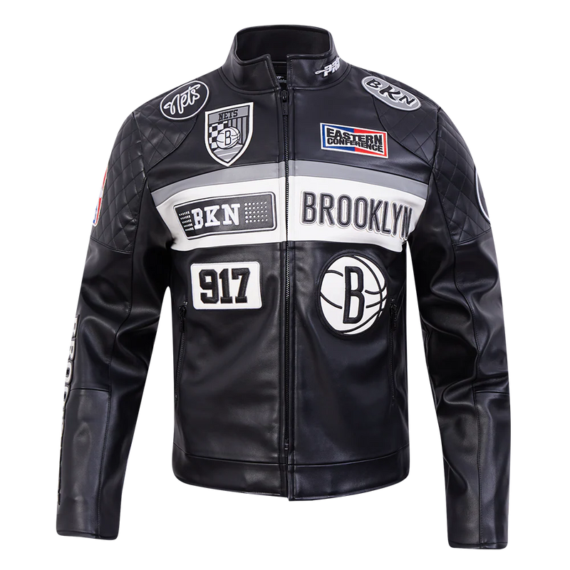 Pro Standard NBA Brooklyn Nets Men's Moto Jacket - Black /  White
