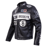 Pro Standard NBA Brooklyn Nets Men's Moto Jacket - Black /  White