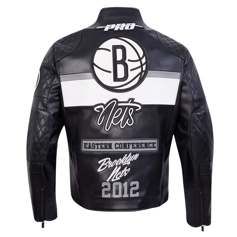 Pro Standard NBA Brooklyn Nets Men's Moto Jacket - Black /  White