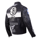 Pro Standard NBA Brooklyn Nets Men's Moto Jacket - Black /  White