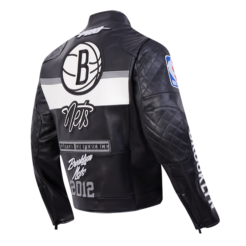 Pro Standard NBA Brooklyn Nets Men's Moto Jacket - Black /  White