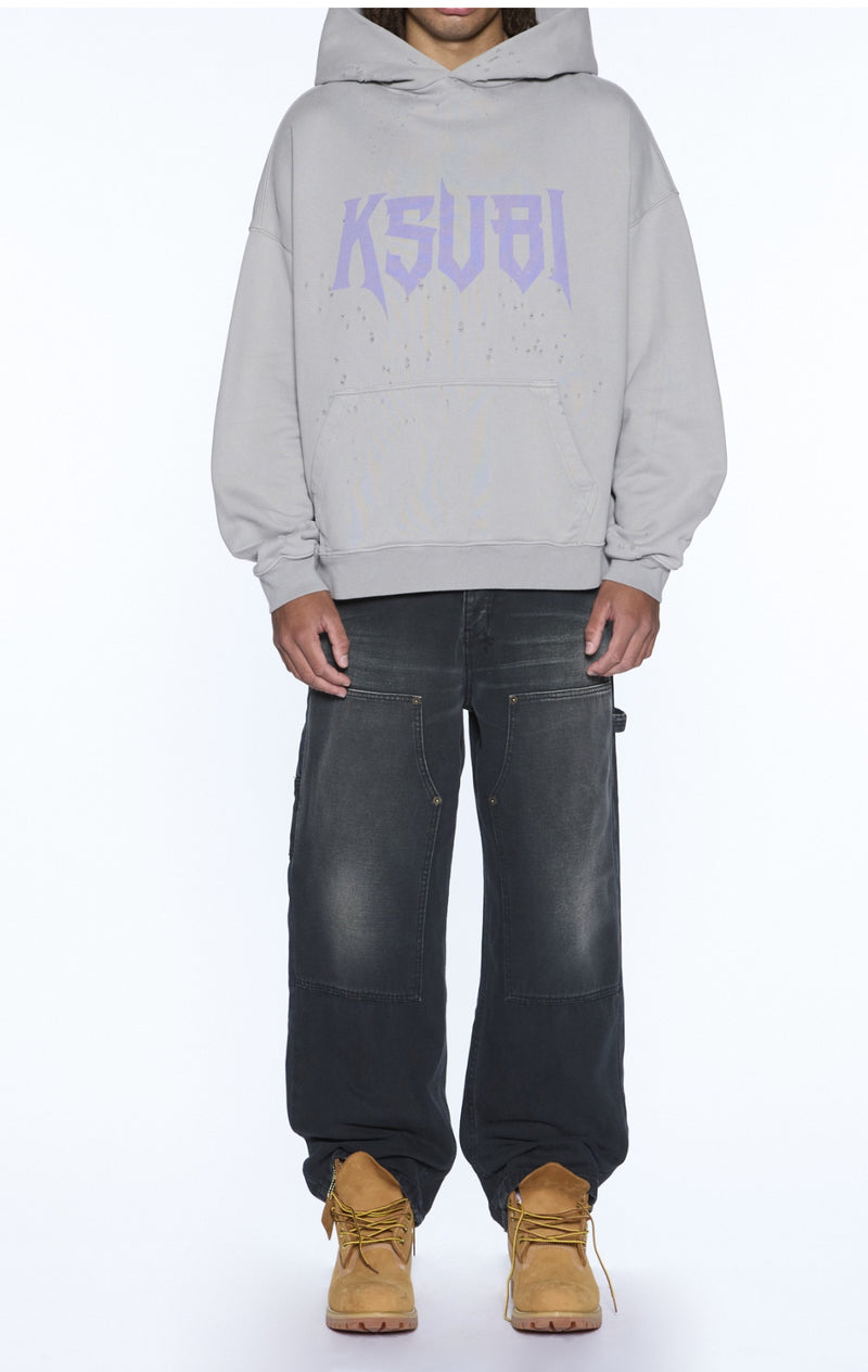 Ksubi Blasted Hoodie Smoke Grey - Grey