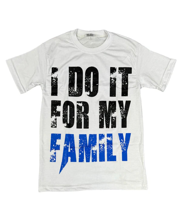 Retro Label Family T-Shirt - White/Blue