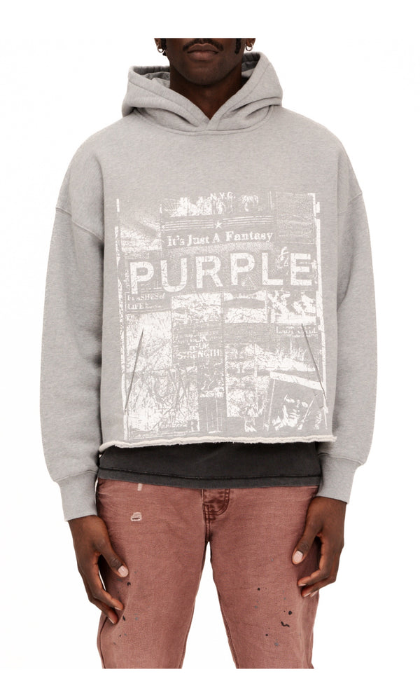 Purple Brand Men's Cropped Hoodie - M4104-HHGF225 - Grey