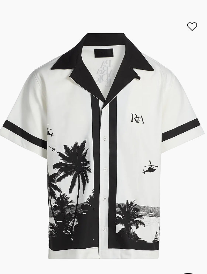 RTA Men's Clyde Short Set - White Palm Tree