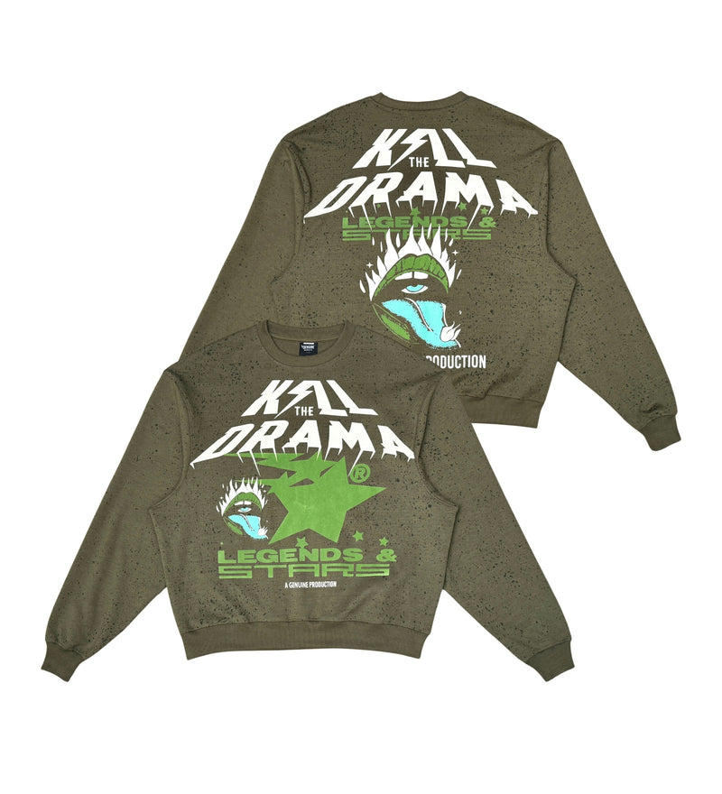 Genuine Kill The Drama men's Crew Neck - Olive