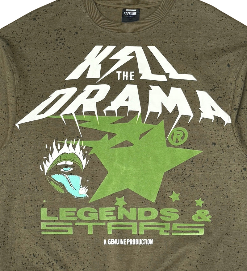 Genuine Kill The Drama men's Crew Neck - Olive