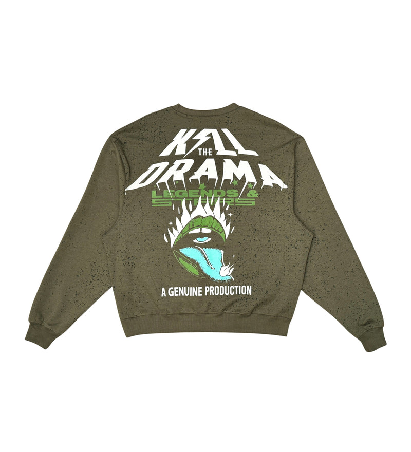 Genuine Kill The Drama men's Crew Neck - Olive