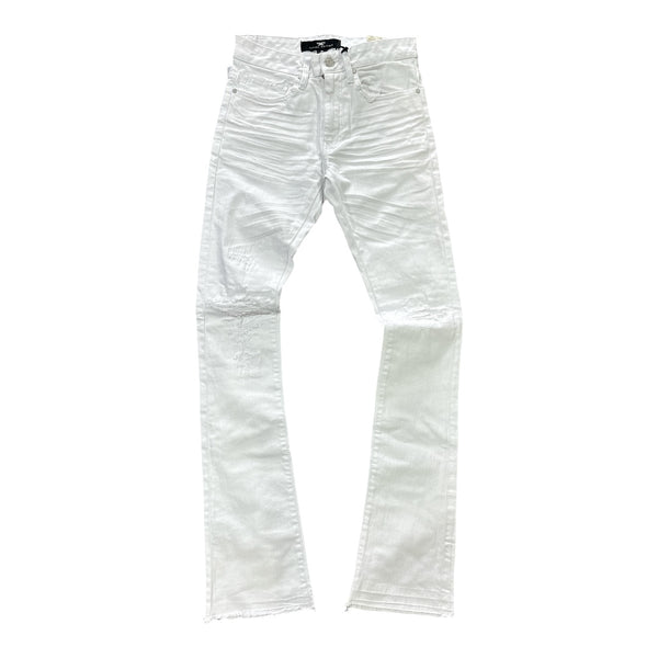 Jordan Craig Martin Stacked - Knee Shreds Jeans - White