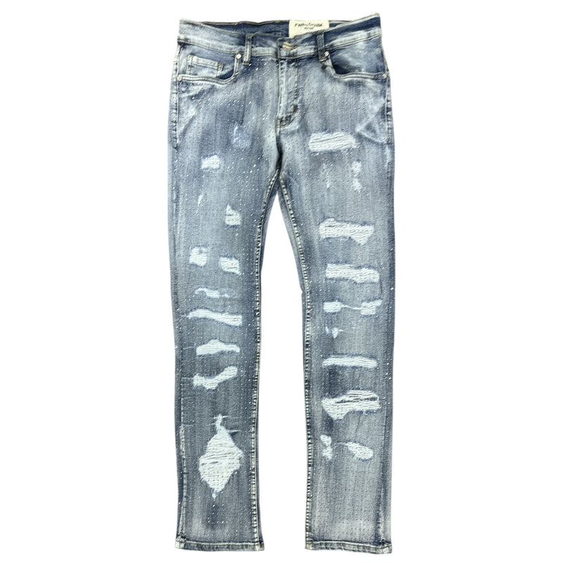 Men Forward Denim Crystalized Jeans - Ice Blue