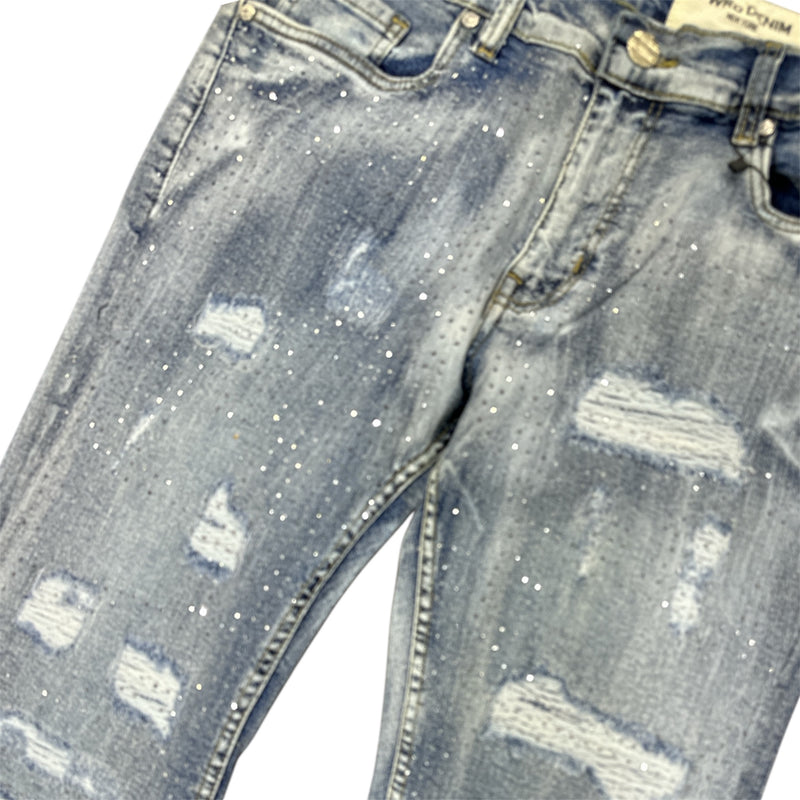 Men Forward Denim Crystalized Jeans - Ice Blue