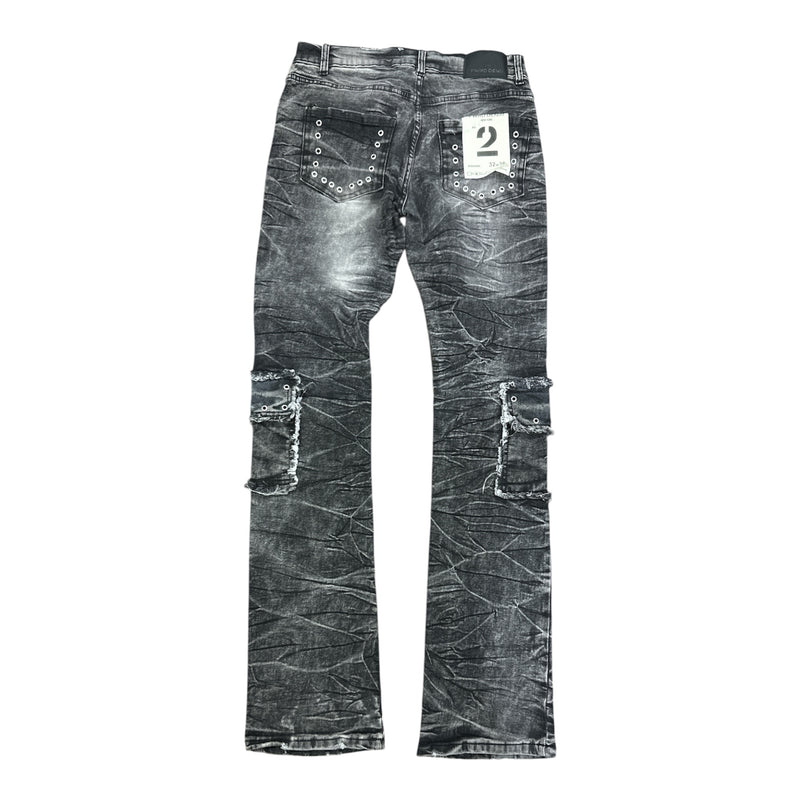 Men Forward Denim Stacked Jeans - Washed Black
