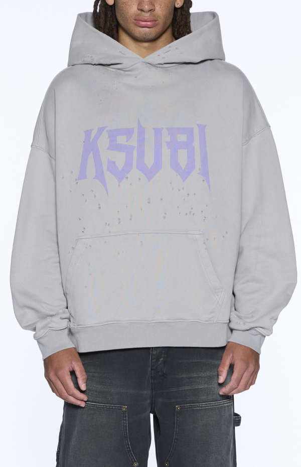 Ksubi Blasted Hoodie Smoke Grey - Grey