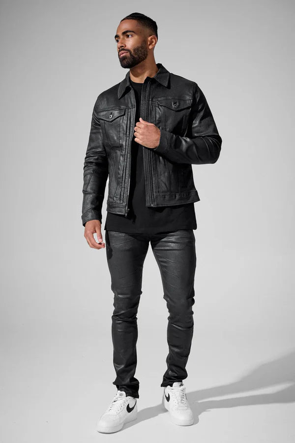 Smooth Criminal Full Zip Trucker Jacket (Jet Black)