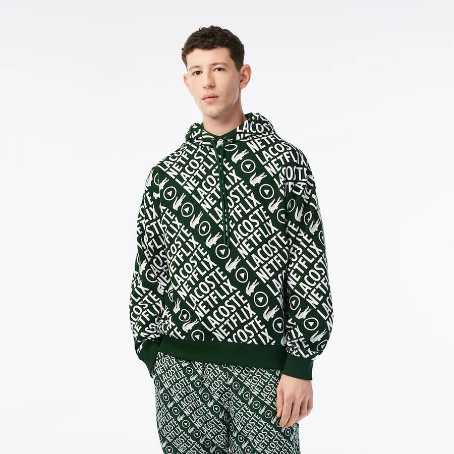 LACOSTE NETFLIX ルーズフィット パーカー US L MEN'S LACOSTE X NETFLIX LOOSE FIT ORGANIC COTTON SWEATSHIRT