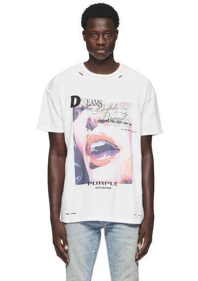PURPLE BRAND DREAMS T-SHIRT - WHITE - P101-JDBW324 – Action Wear