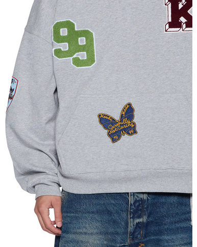Ksubi patched ekcess hoodie grey marle