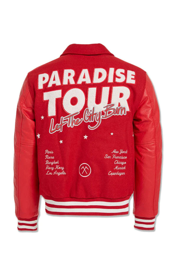 Jordan Craig Paradise Tour Varsity Jacket (Red) – Action Wear