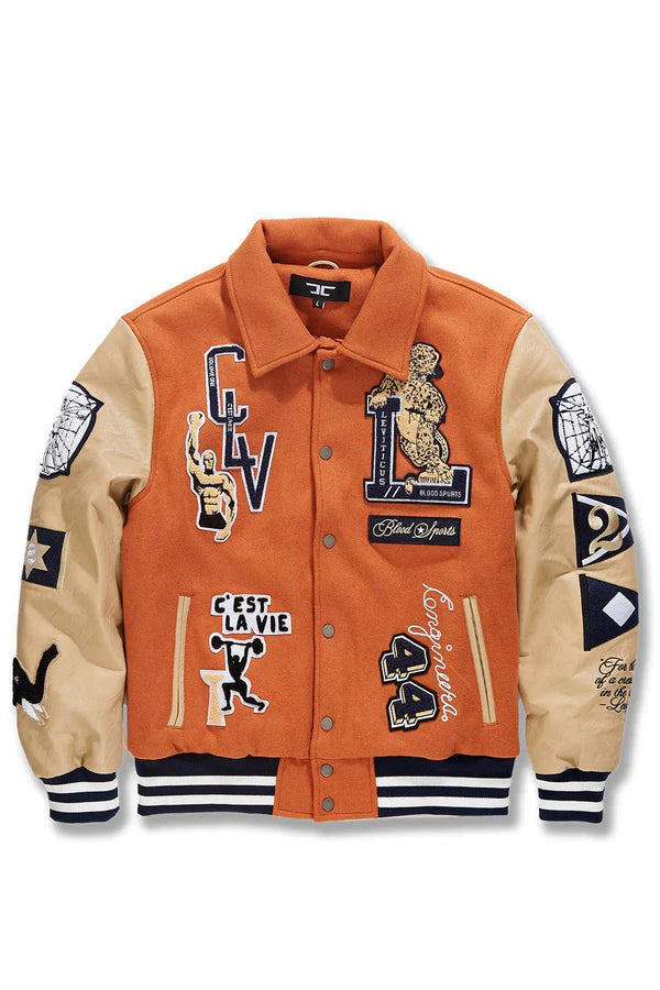 Jordan Craig Carpe Diem Varsity Jacket (Burnt Orange)