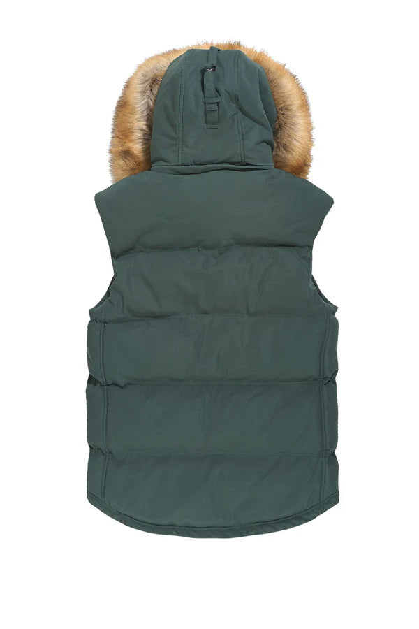 Jordan Craig Yukon Fur Lined Puffer Vest (Dark Olive)