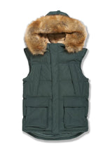 Jordan Craig Yukon Fur Lined Puffer Vest (Dark Olive)