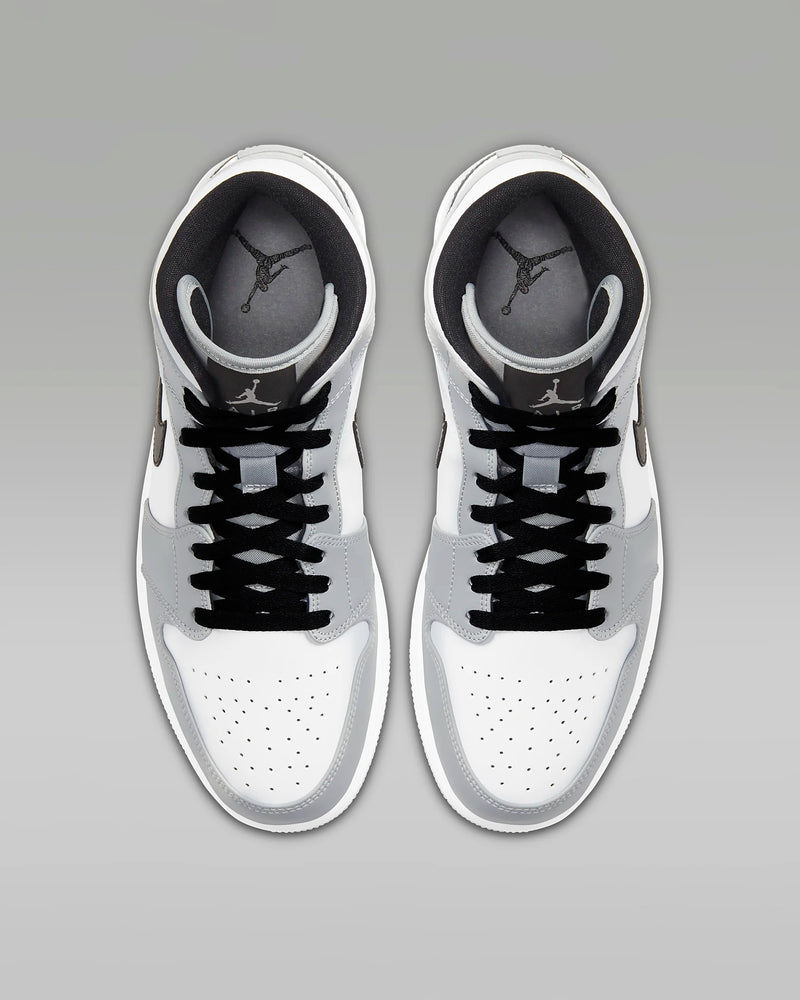 Men's AIR JORDAN 1 MID -  Lt Smoke Grey/Black-white