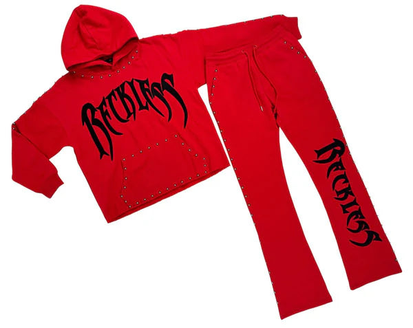 Men's Focus RECKLESS STUD Sweat Suit - Red