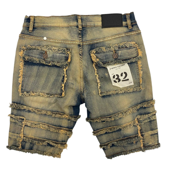 Fwrd Men Patchwork Jeans Shorts - Light Tint