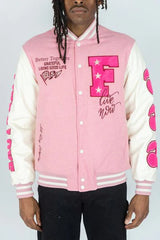 Rebel Minds Men's Angels Melton Jacket - Pink