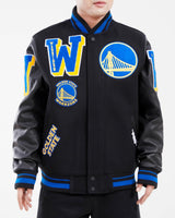 Pro Standard Golden State Warriors Mash Up Wool Varsity Jacket - Black