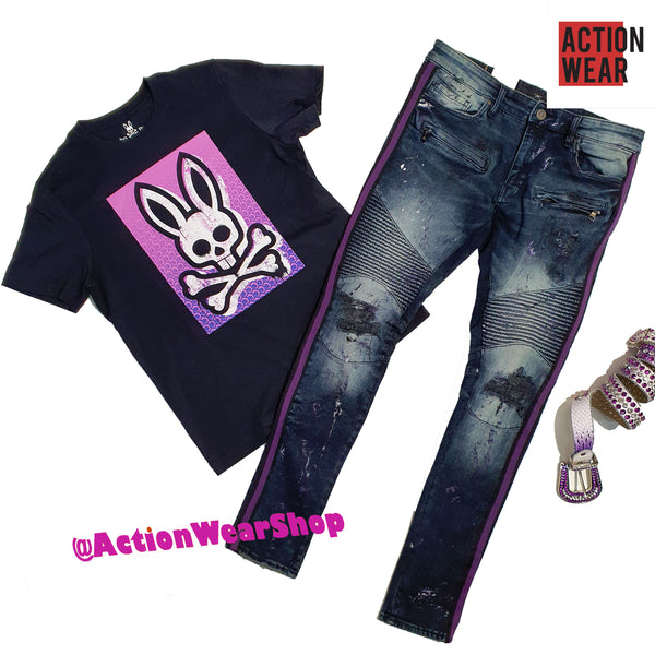 Psyco Bunny Tee - B6U525M1PC Navy/purple - Action Wear