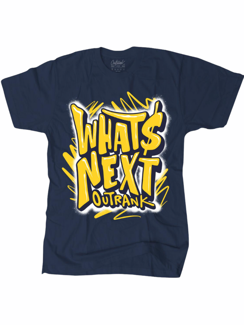 Outrank Whats Next T-Shirt Navy Yellow - Action Wear