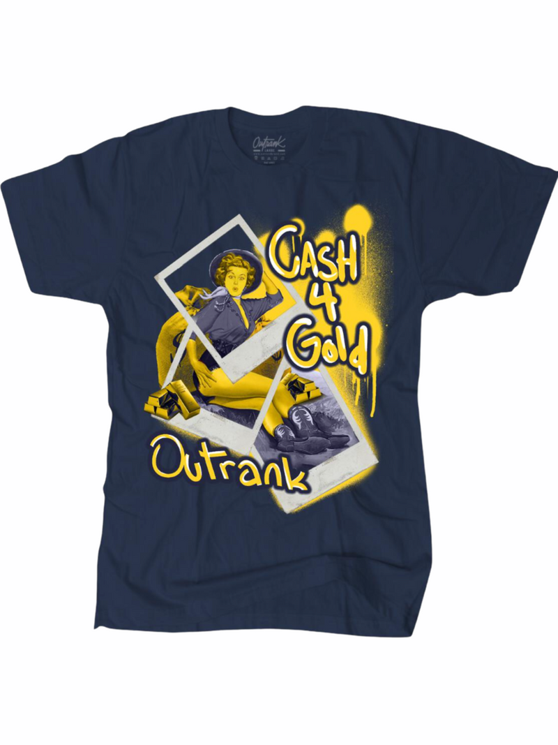 Outrank Cash 4 Gold T-Shirt Navy - Action Wear
