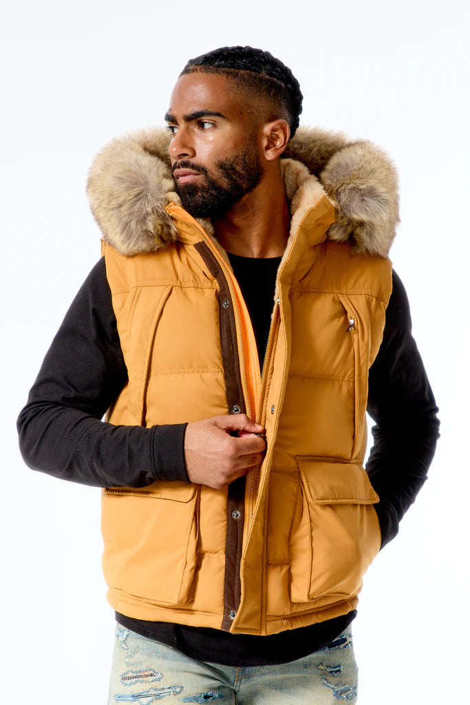 Jordan Craig Men's YUKON FUR LINED PUFFER VEST - Wheat Jordan Craig Men's YUKON FUR LINED PUFFER VEST - Wheat