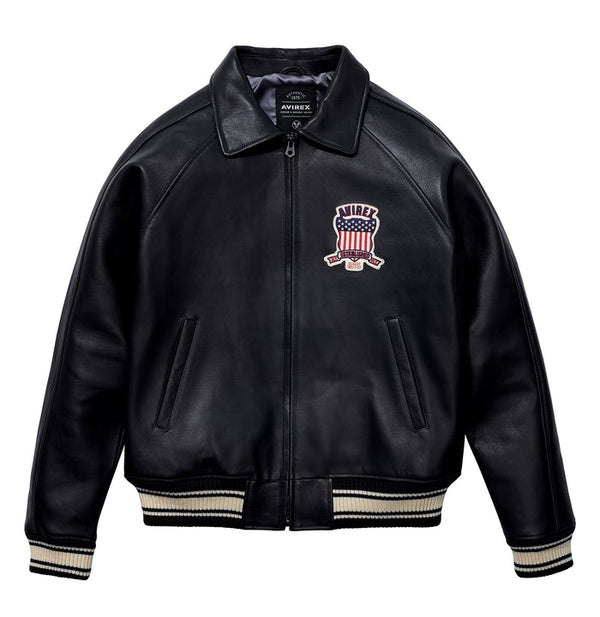 Avirex Icon Varsity Leather Jacket - Black