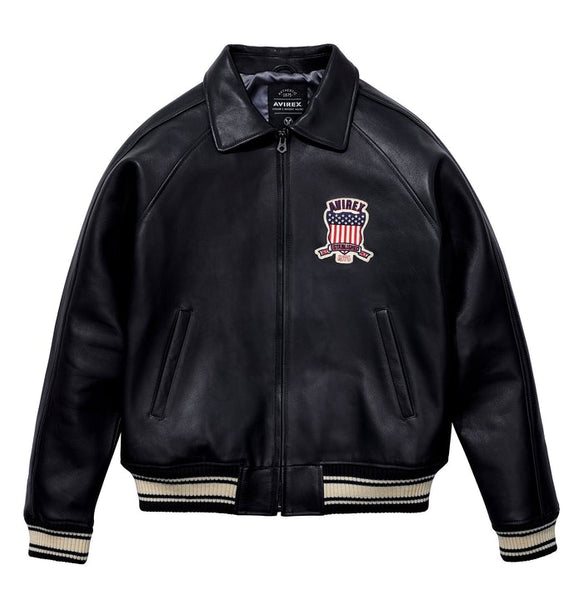 Avirex Icon Varsity Leather Jacket - Black – Action Wear