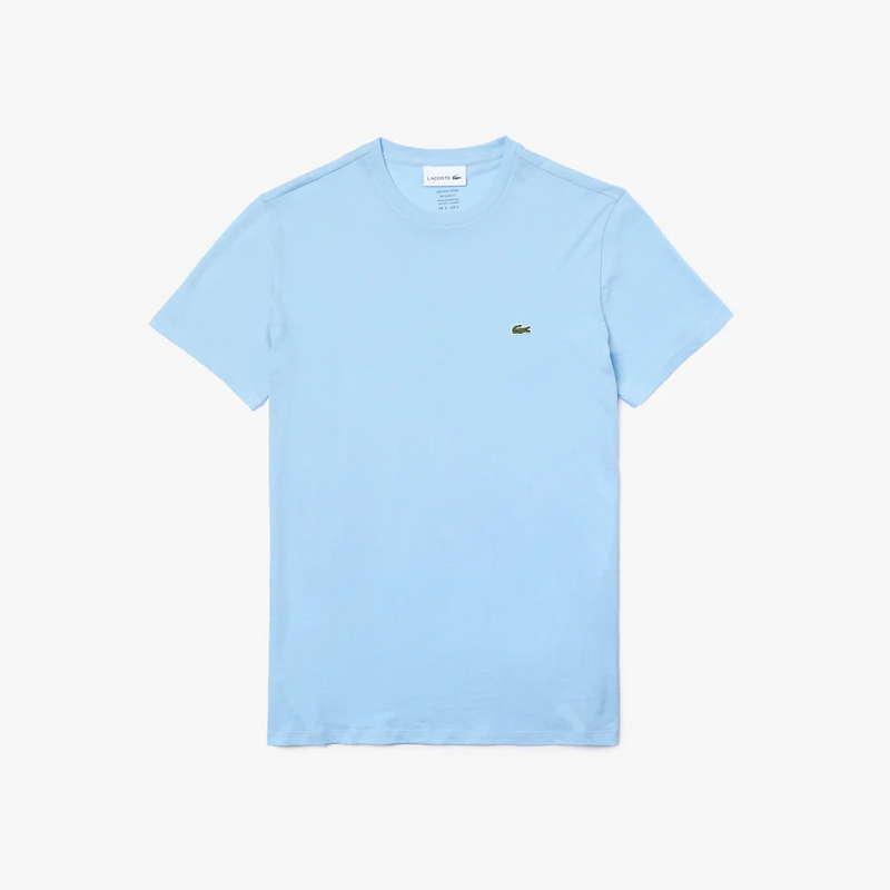 Men’s Lacoste Crewneck Pima Cotton Jersey T-shirt Baby Blue Hbp - BLVD
