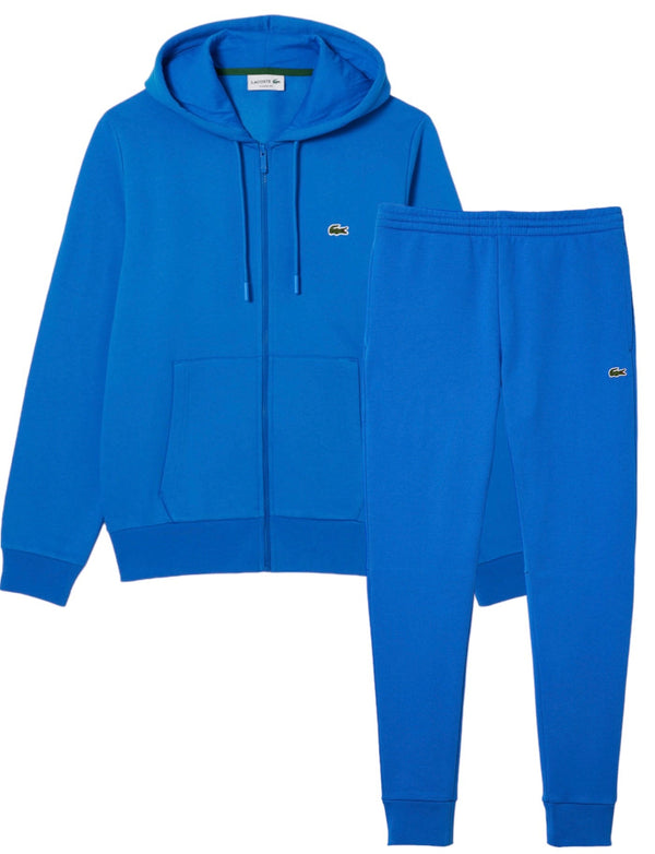 Lacoste Men’s Kangaroo Pocket Zip Up Hoodie & Tapered Fit Trackpants Set - Blue SIY