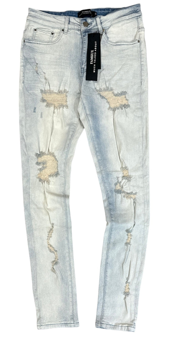 Fameux Ripped & Repaired Jeans (Light Blue)