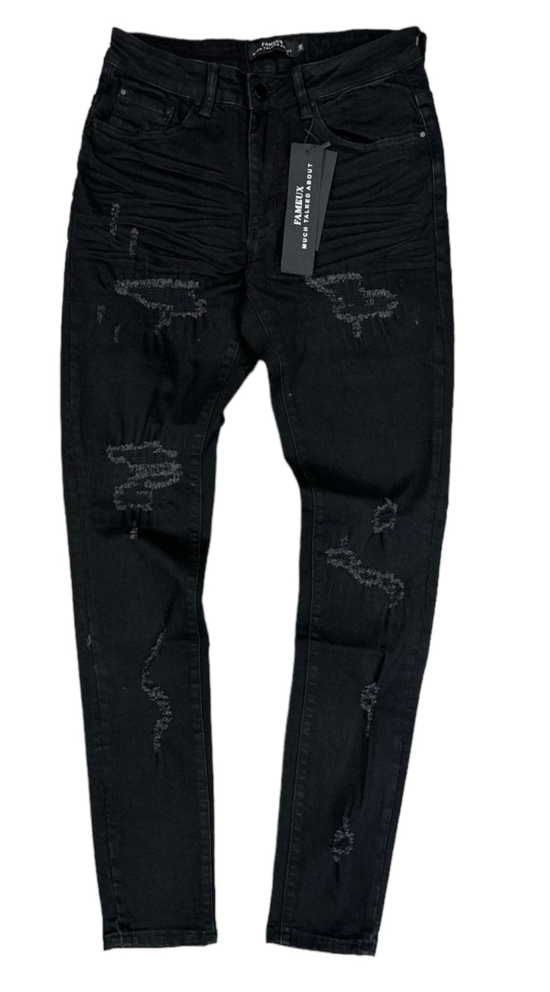 Fameux Ripped & Repaired Jeans (Black)