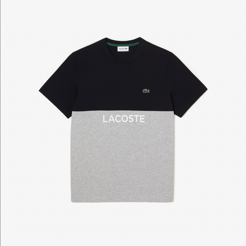Lacoste Men’s Regular Fit Cotton Jersey Colourblock T-shirt & Shorts Set -Navy Blue Grey
