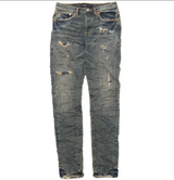 Purple Brand Jeans P001 Low Rise Skinny Jean - Mid Indigo Quilted Destroy Pocket P001-iqdp123