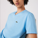 Men’s Lacoste V-neck Pima Cotton Jersey T-shirt Baby Blue HBP - BLVD