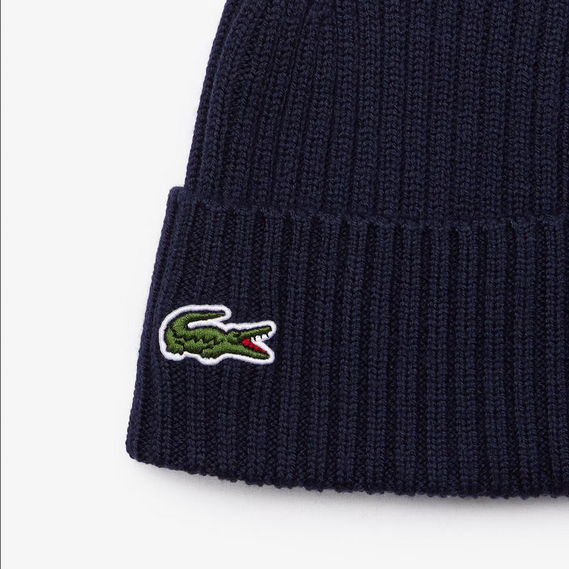 Lacoste Men\'s Ribbed Wool Beanie Action Navy Wear –
