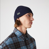 Lacoste Men's Ribbed Wool Beanie Navy