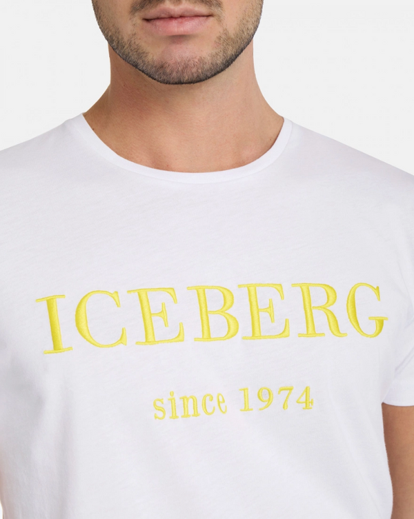 Iceberg Men's Heritage Logo Grey T-shirt White Yellow