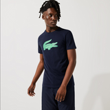 Men's Lacoste SPORT 3D Print Crocodile Breathable Jersey T-shirt Navy Blue Green